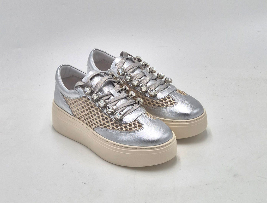 Emanuelle Vee sneakers laminato argento traforata 30218P110CB