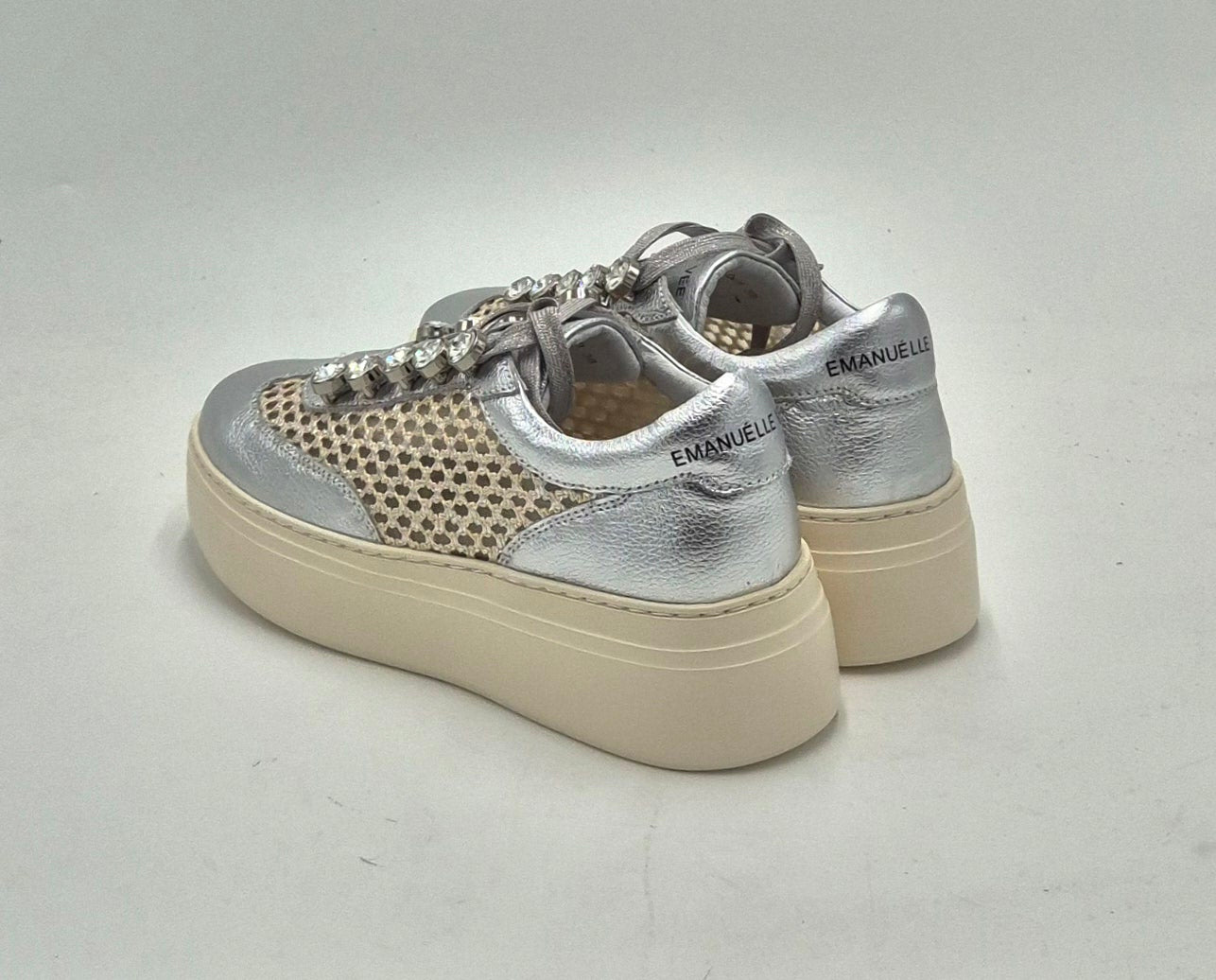 Emanuelle Vee sneakers laminato argento traforata 30218P110CB