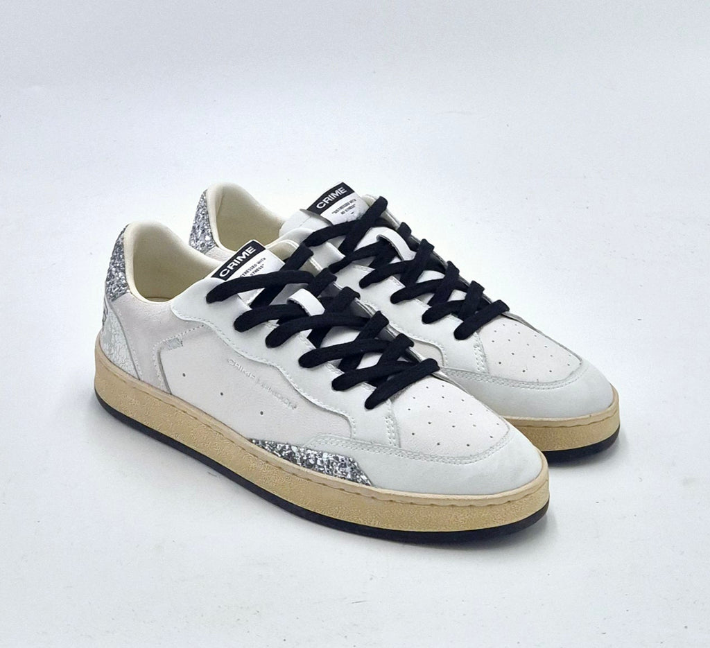 Crime sneakers pelle Chelsea bianco/glitter argento 21203PP7