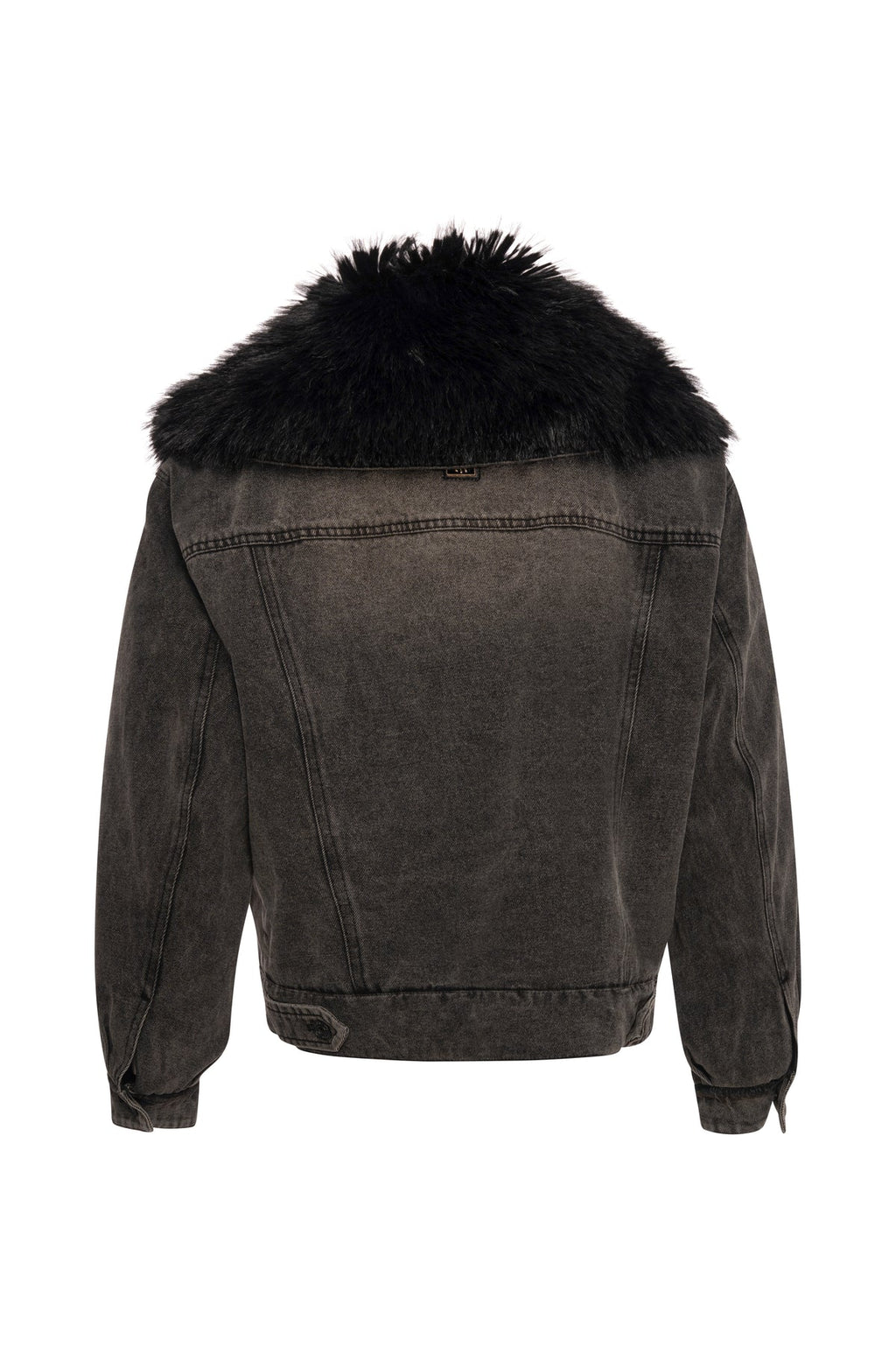 Fracomina giubbino trucker denim black con pelliccia WJ4003D40993M67