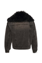Fracomina giubbino trucker denim black con pelliccia WJ4003D40993M67