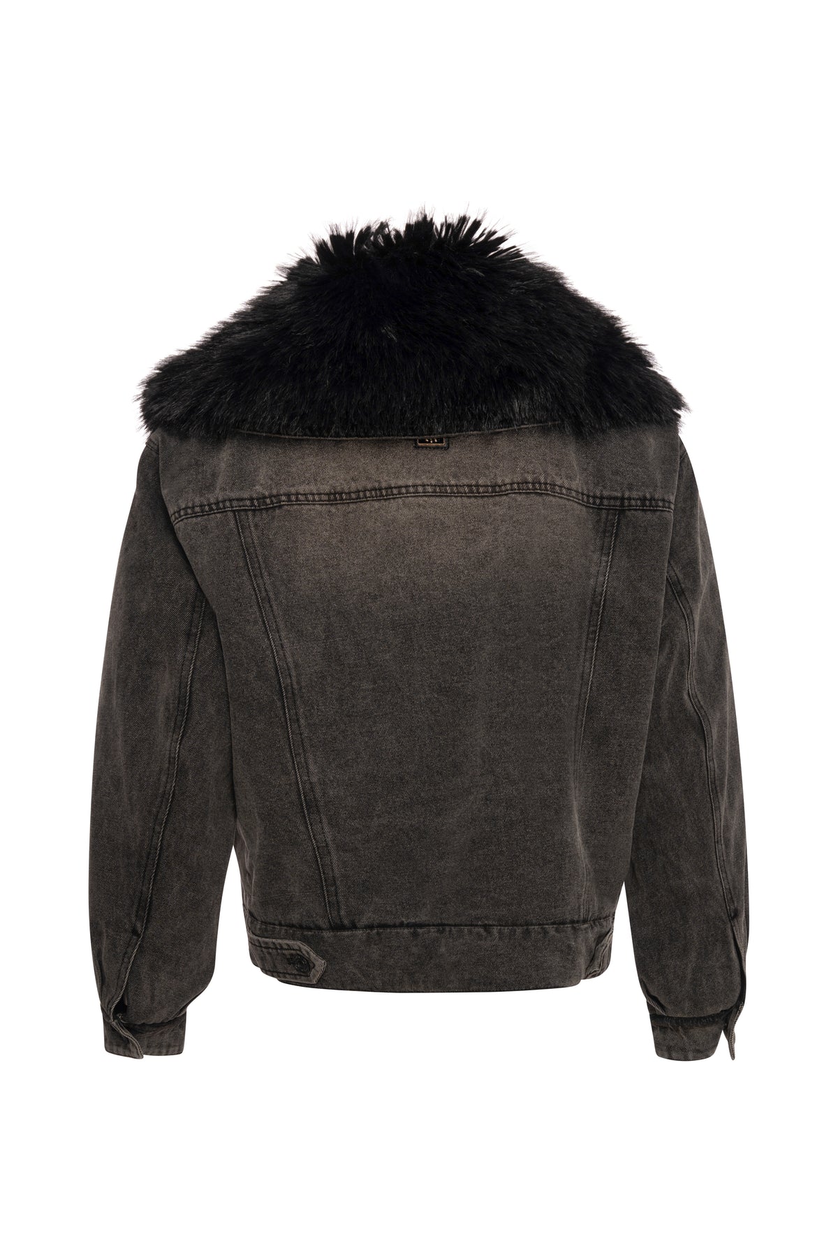Fracomina giubbino trucker denim black con pelliccia WJ4003D40993M67