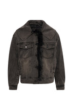 Fracomina giubbino trucker denim black con pelliccia WJ4003D40993M67