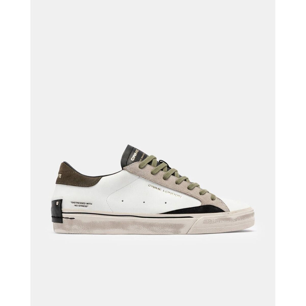Crime scarpa uomo pelle bianca/verde/grigio 10054AA9