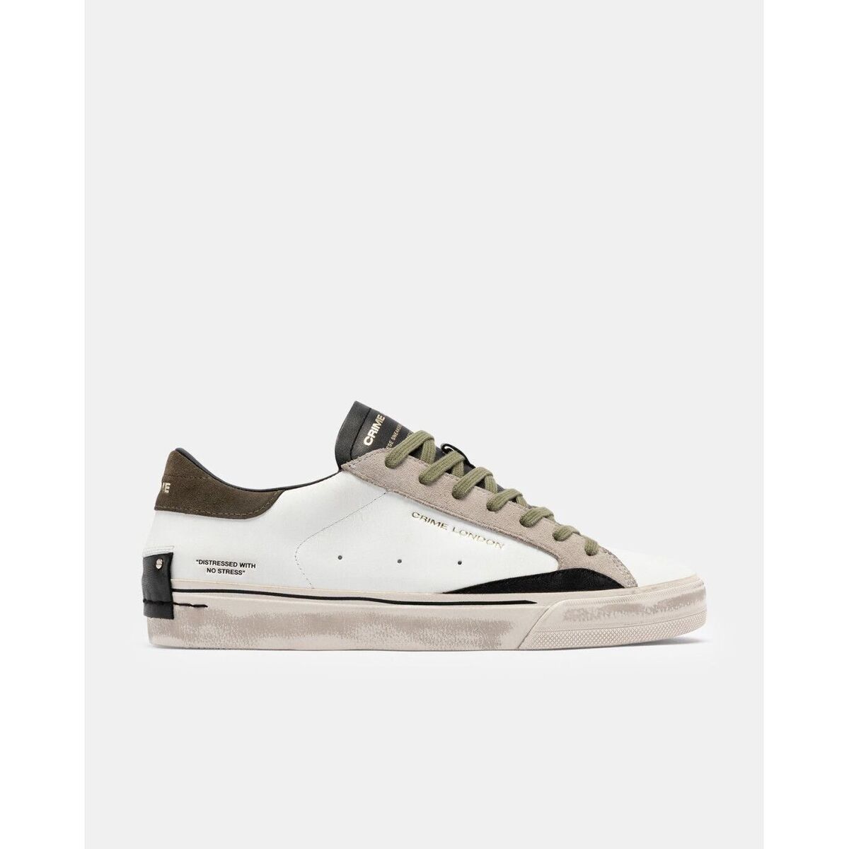 Crime scarpa uomo pelle bianca/verde/grigio 10054AA9