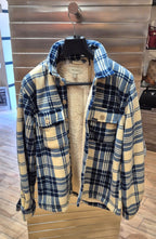 Blend overshirt a quadri con orsetto interno panna/blu 20718469