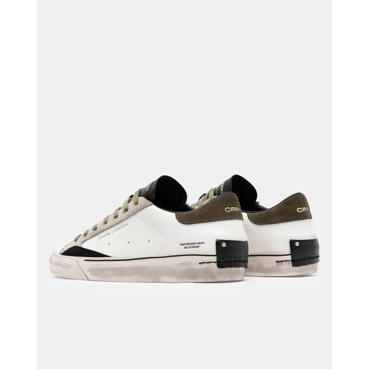 Crime scarpa uomo pelle bianca/verde/grigio 10054AA9