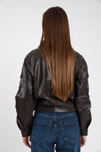 Susy Mix chiodo ecopelle INTRECCIATO 2943U70 testa di moro