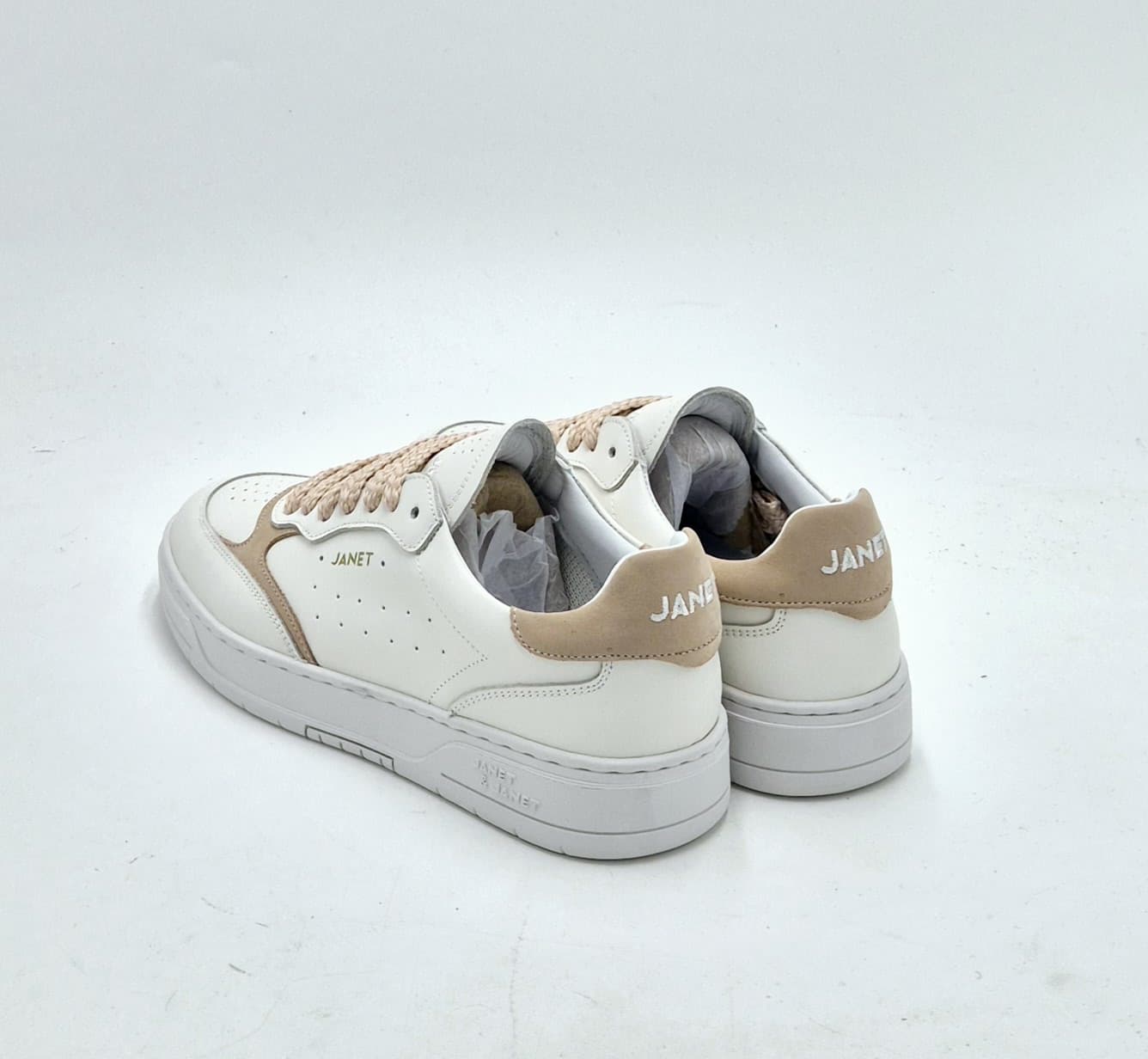 Janet & Janet sneaker pelle bianco/rosa J090C