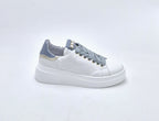 Meline' sneaker pelle con perle bianco/cielo 663LO