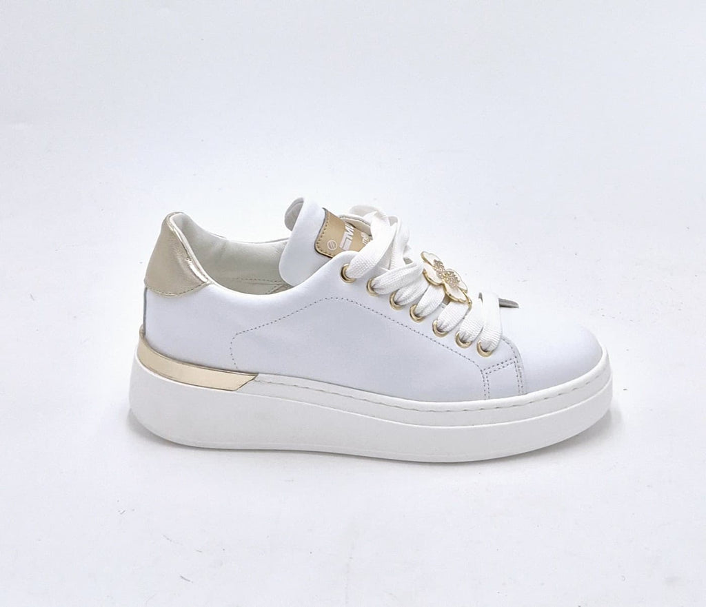 Meline' sneaker pelle bianca/oro 664ACC-DX
