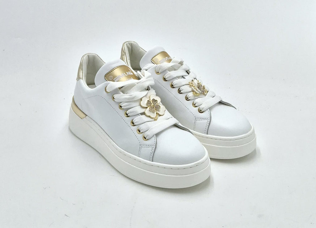 Meline' sneaker pelle bianca/oro 664ACC-DX
