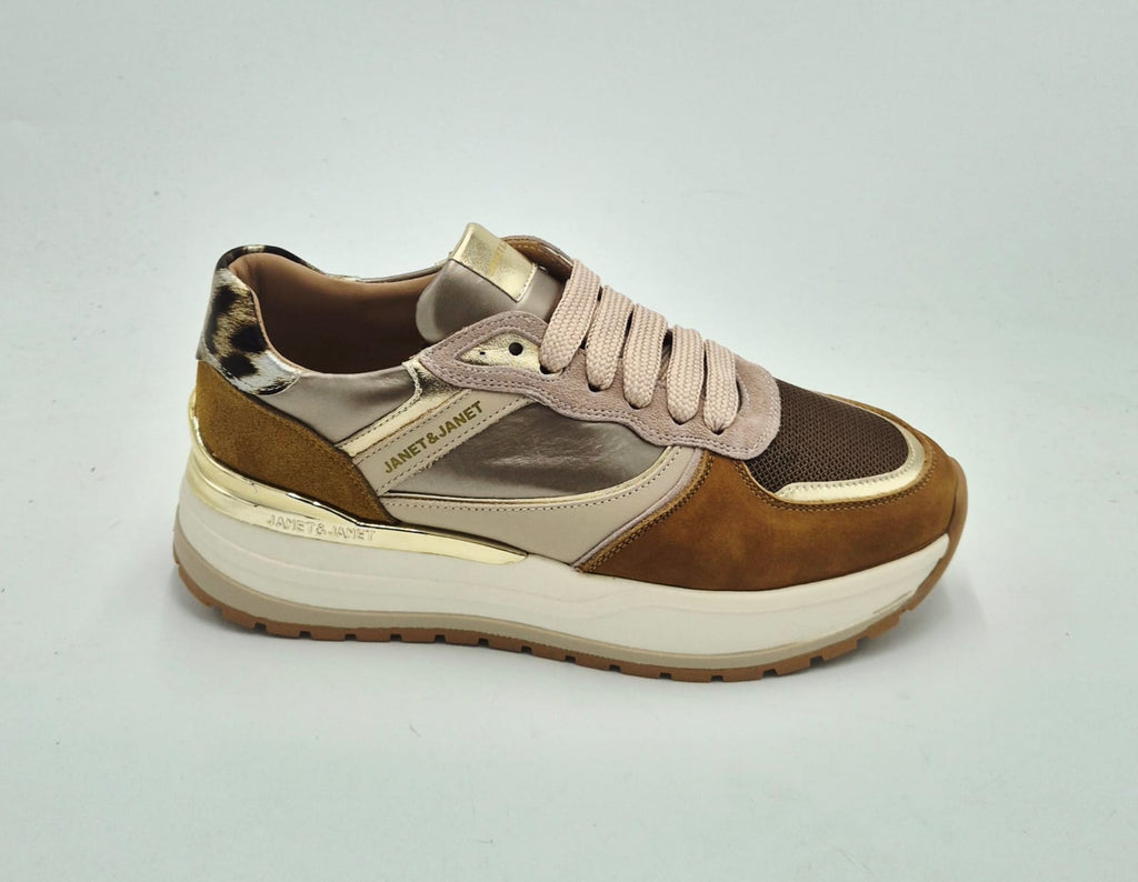 Janet & Janet sneaker J411E cuoio/gold /beige