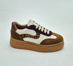 Janet & Janet sneaker J432A cognac/offwhite/wine in pelle