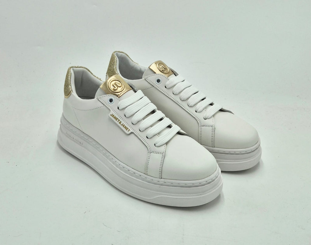 Janet & Janet sneaker J431B white/gold/platino pelle