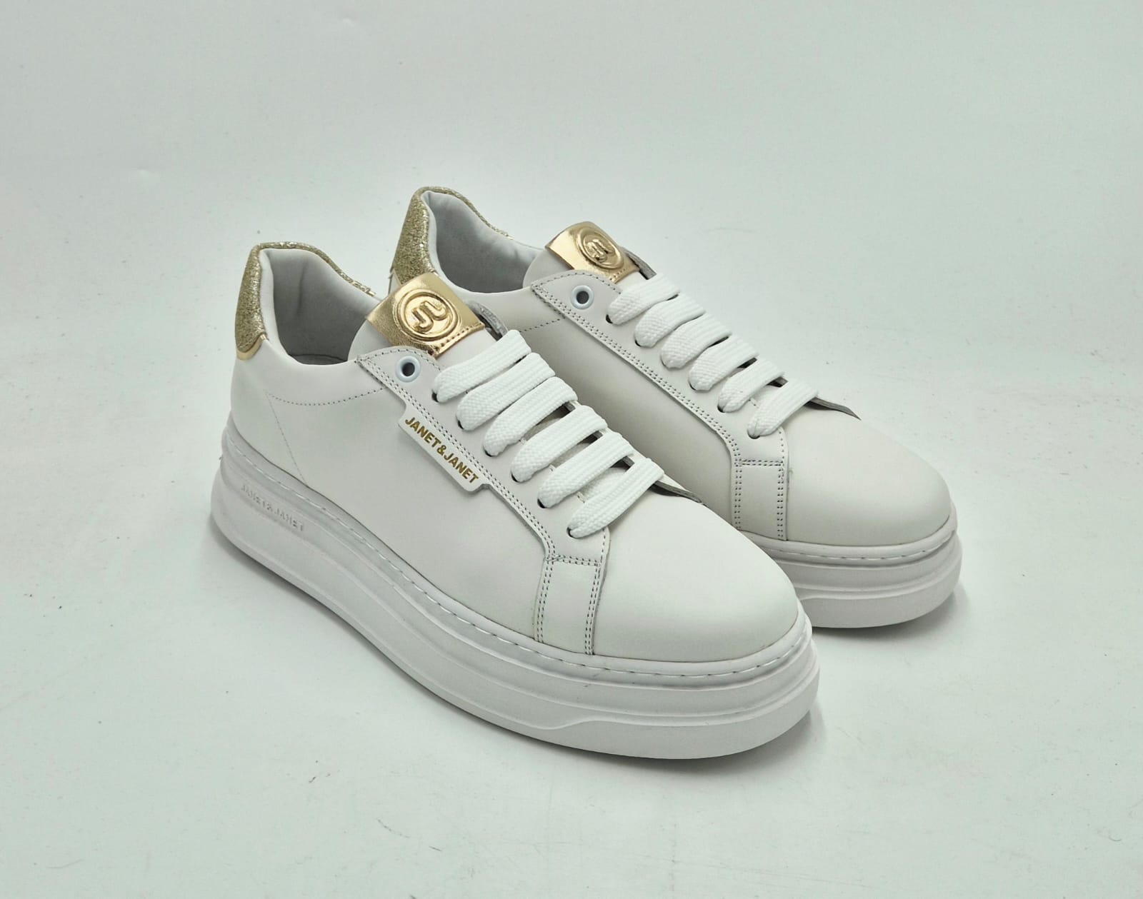 Janet & Janet sneaker J431B white/gold/platino pelle