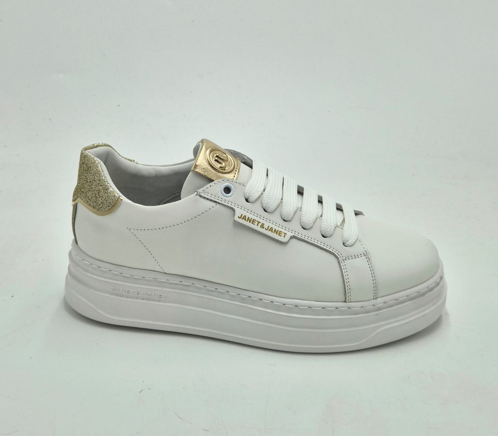 Janet & Janet sneaker J431B white/gold/platino pelle
