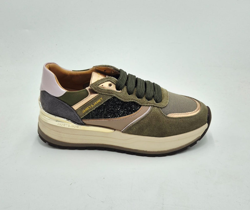 Janet & Janet sneaker J410 truffle/verde/glicine