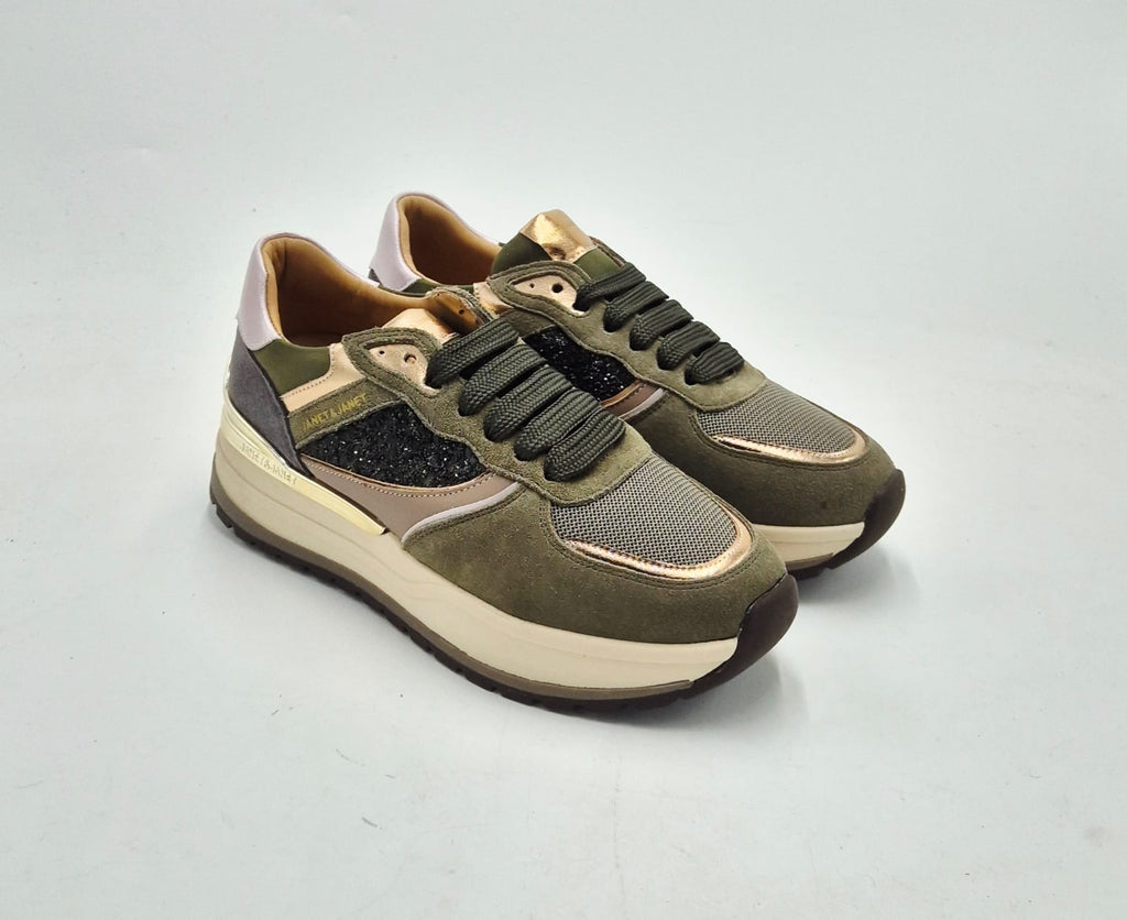 Janet & Janet sneaker J410 truffle/verde/glicine