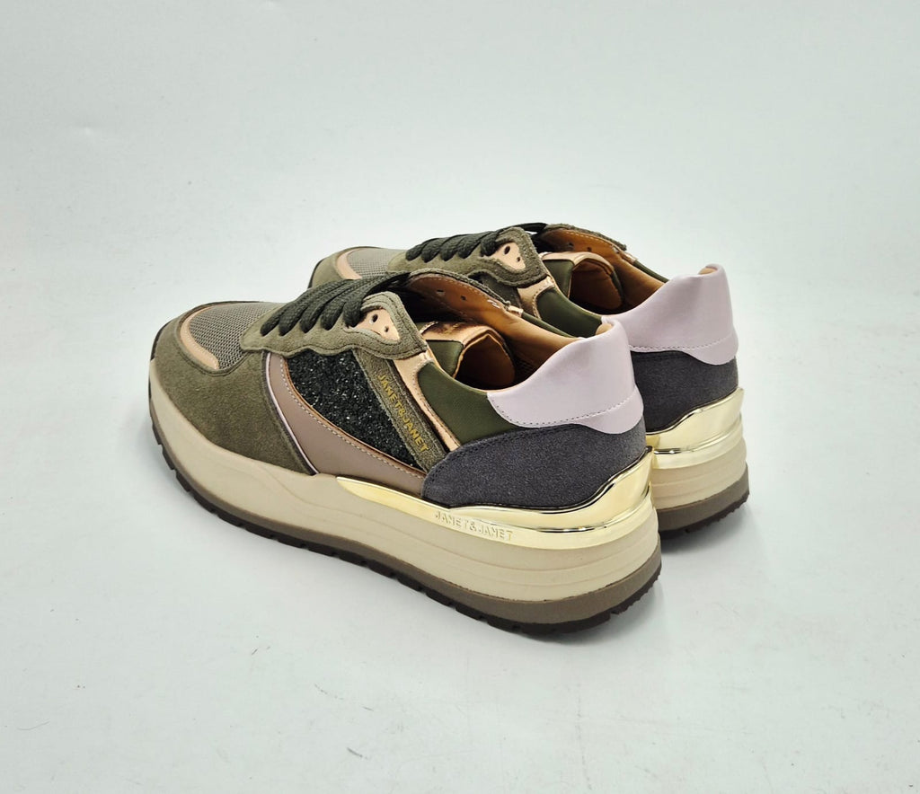 Janet & Janet sneaker J410 truffle/verde/glicine