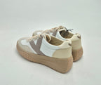 Keh.noo sneaker camoscio e nylon con zeppa A00KW9768445 bianco/beige