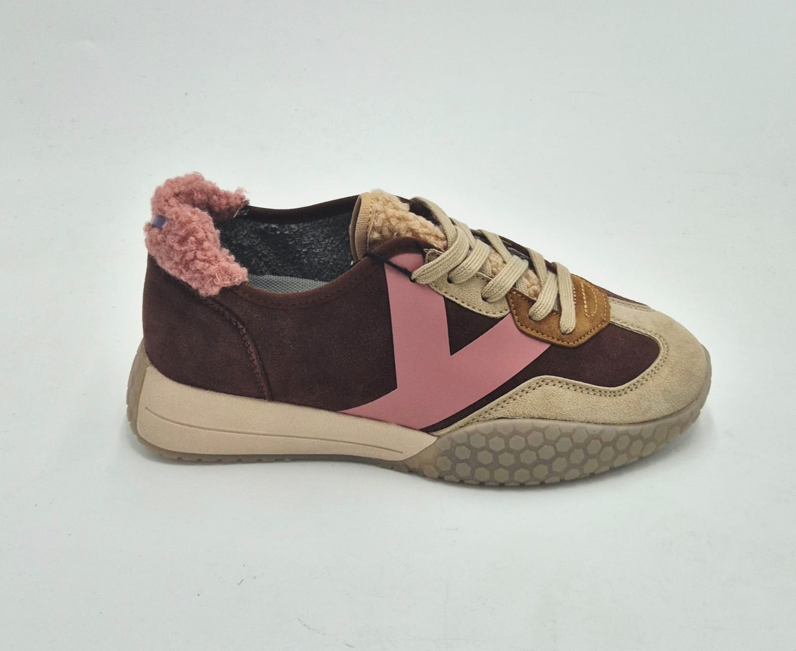 Keh.noo sneaker camoscio con teddy A00KW9743634 marrone/rosa