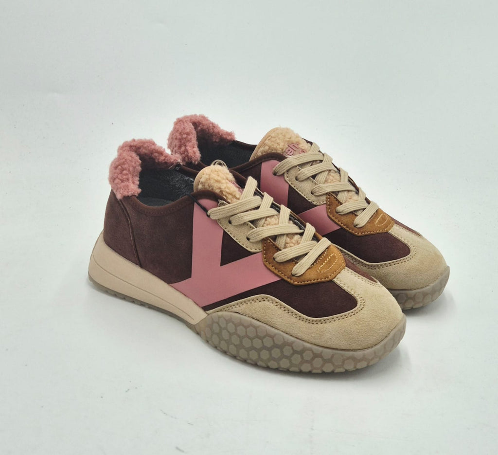 Keh.noo sneaker camoscio con teddy A00KW9743634 marrone/rosa