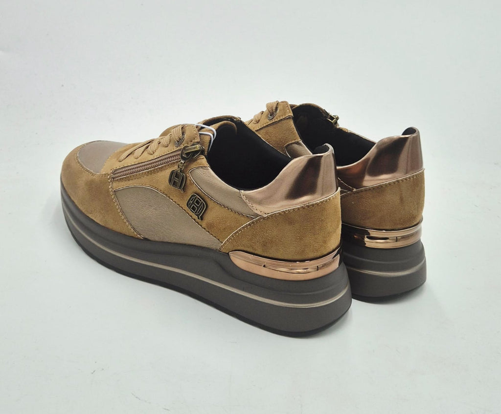 Queen Helena sneaker zeppa X33-21 KH marrone kaki