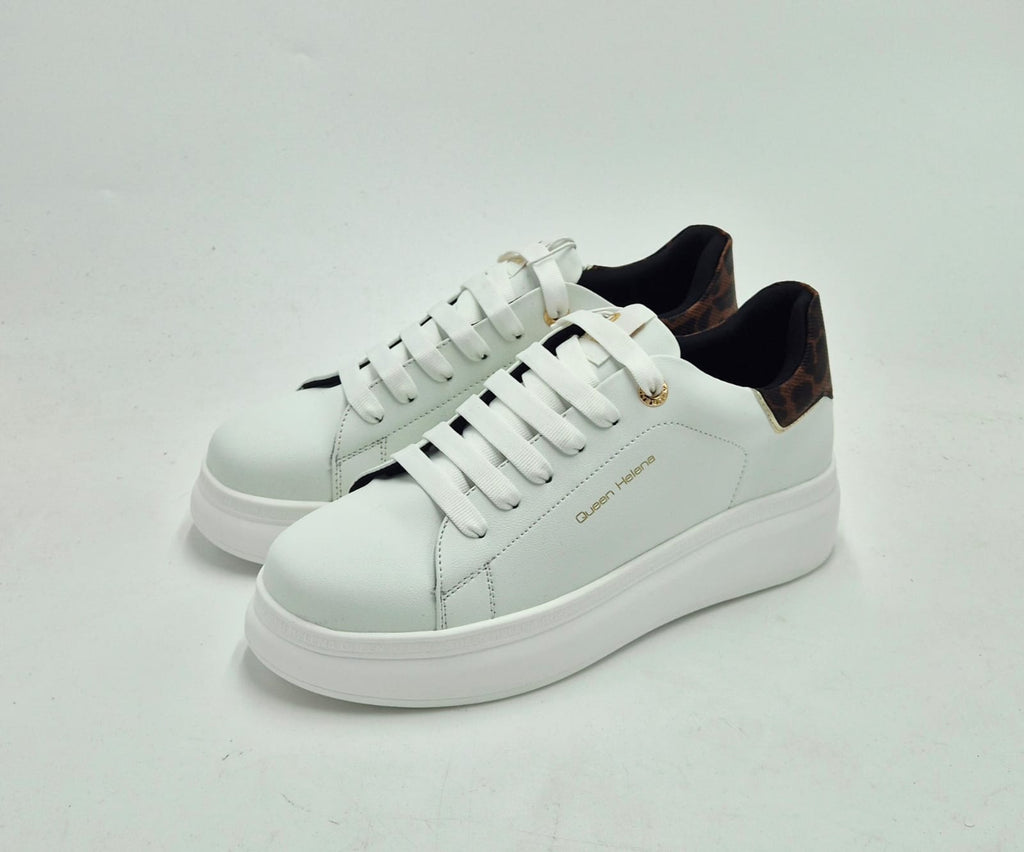 Queen Helena sneaker bianca toppone maculato X33-1WH