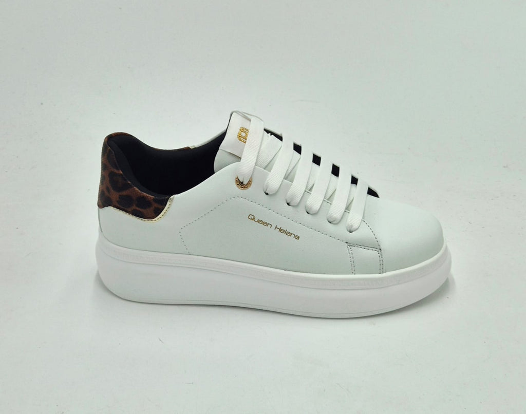 Queen Helena sneaker bianca toppone maculato X33-1WH
