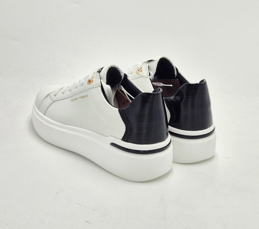 Queen Helena sneaker bianca toppone nero X33-3 WH