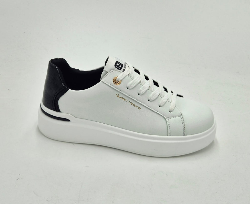 Queen Helena sneaker bianca toppone nero X33-3 WH