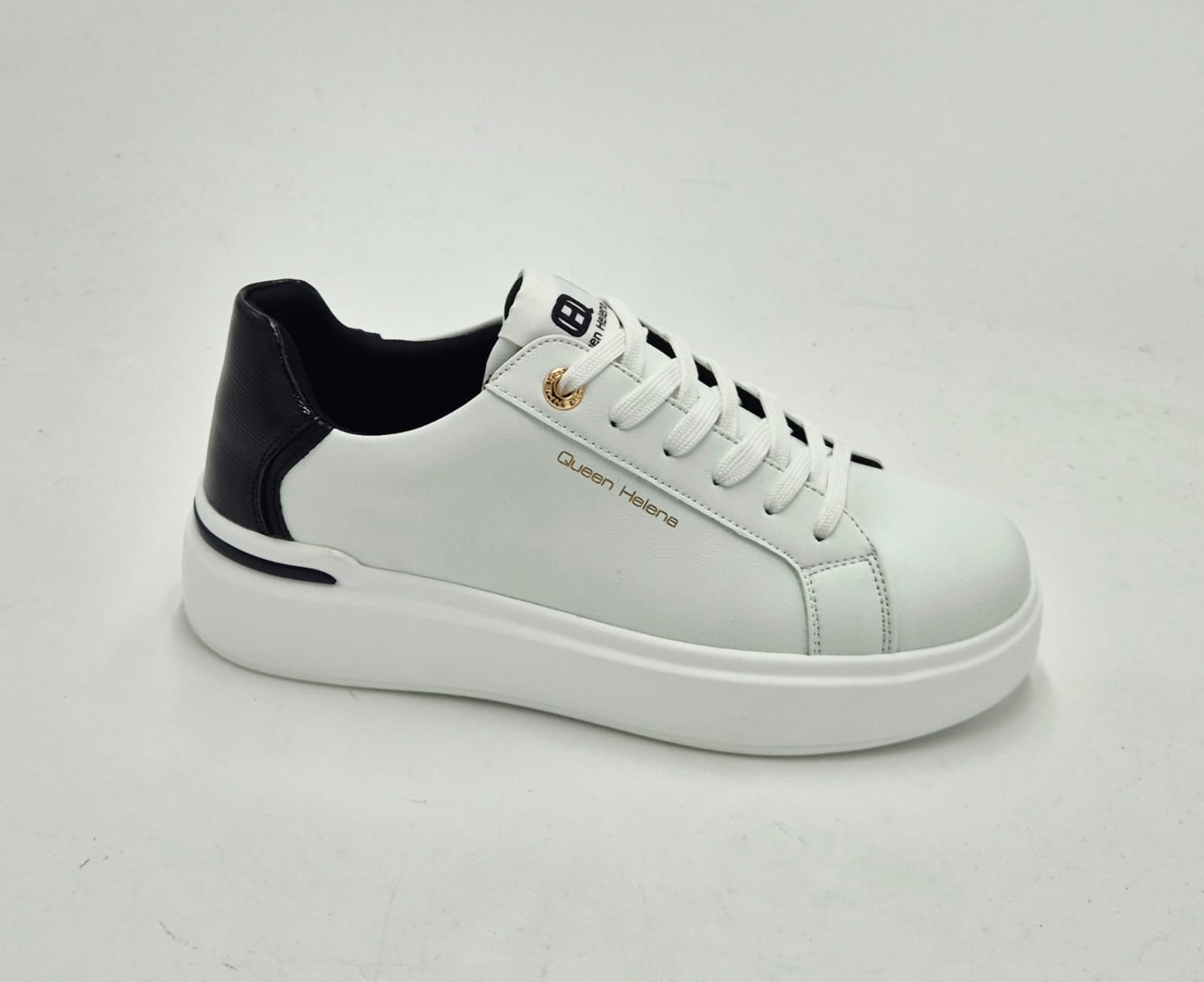 Queen Helena sneaker bianca toppone nero X33-3 WH