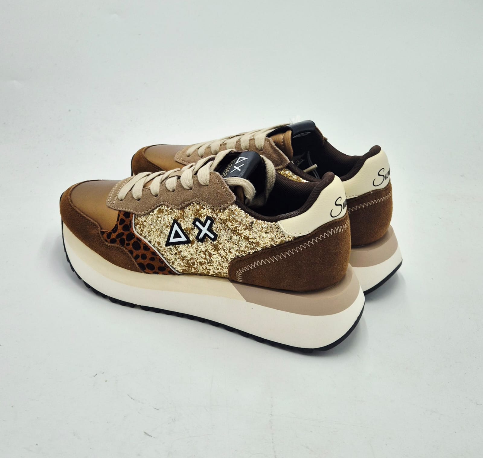 Sun 68 sneaker donna con zeppa Big Ally glitter oro Z4521243