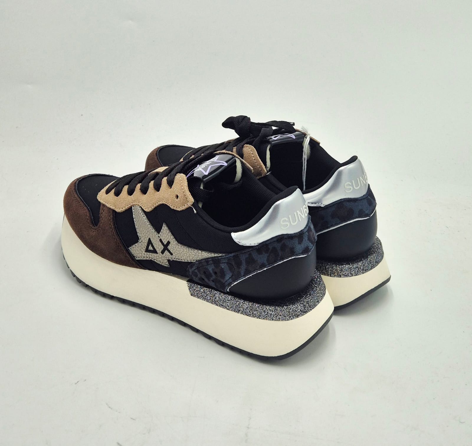 Sun 68 sneaker donna con zeppa Big Stargirl Mix material Z4522111 nero