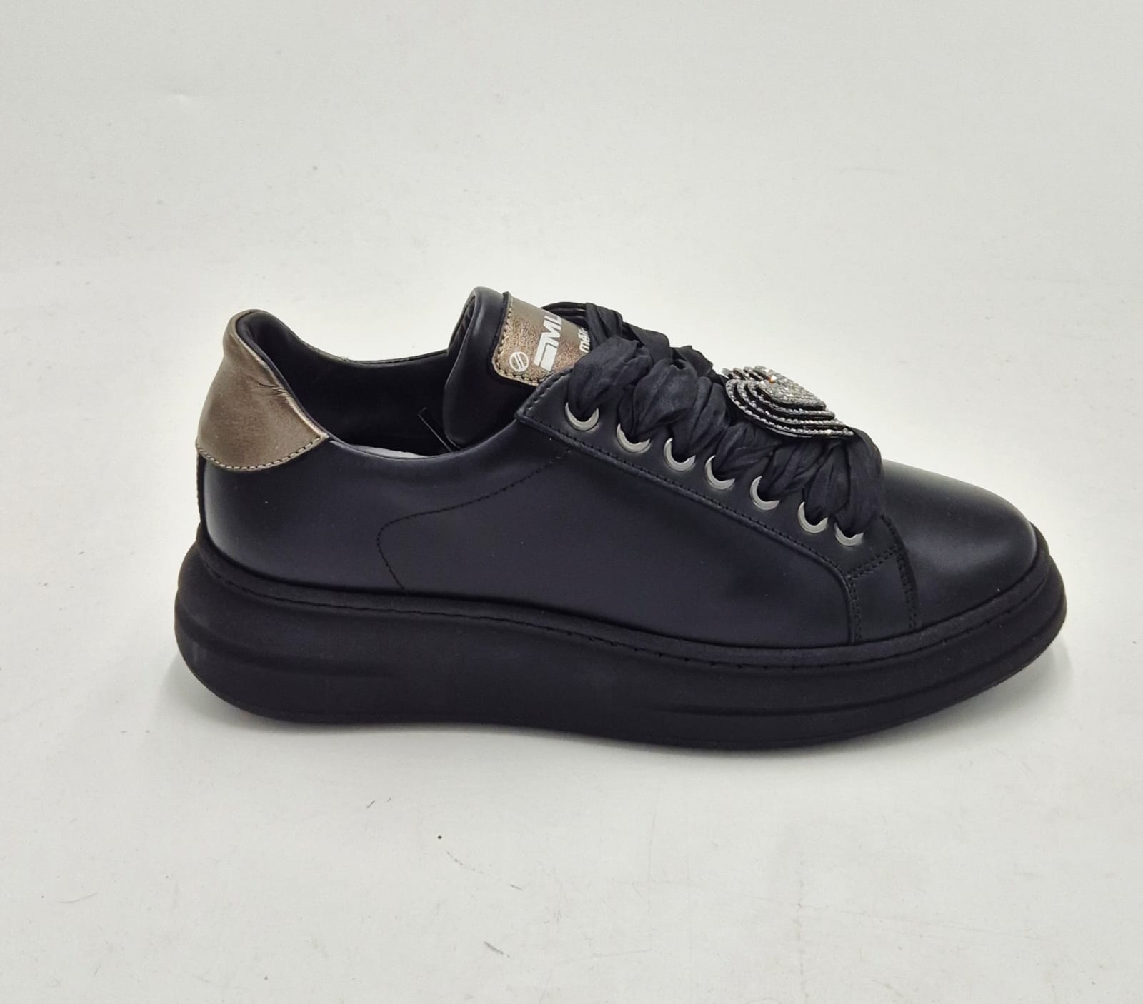 Meline' sneaker pelle made in italy 665BIW189 nero