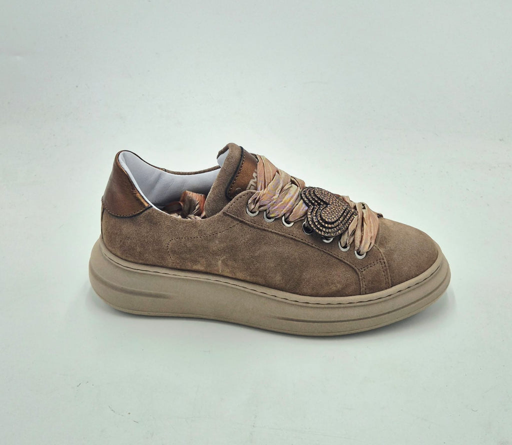 Meline' sneaker pelle made in italy 665SBI/W187 camoscio bronzo