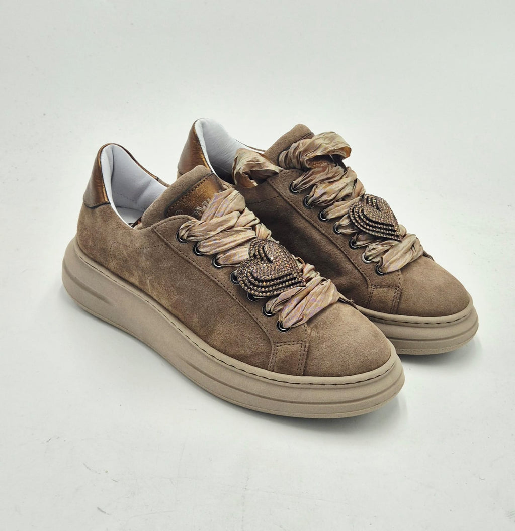 Meline' sneaker pelle made in italy 665SBI/W187 camoscio bronzo