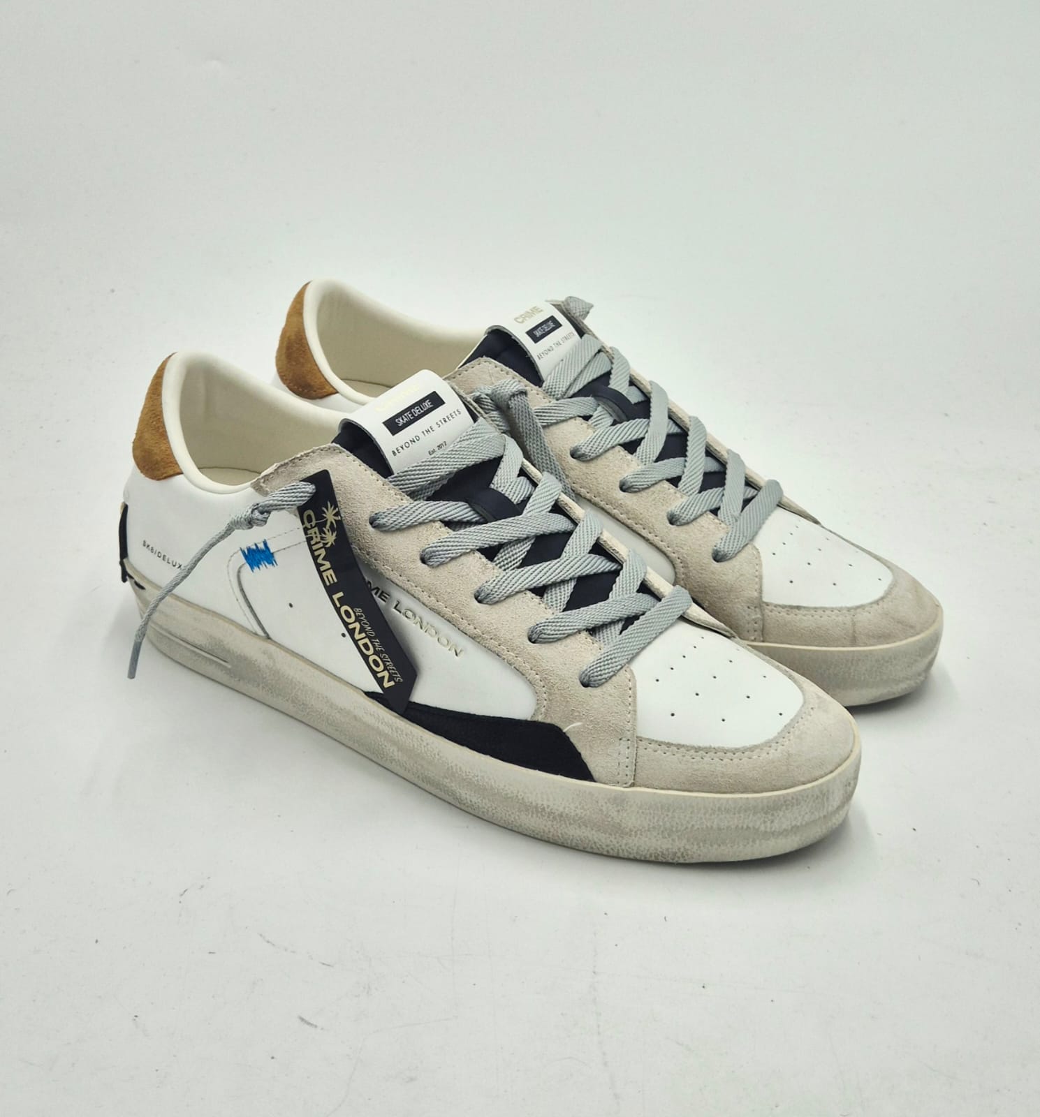 Crime scarpa uomo sk8 deluxe pelle bianca 11108AA810