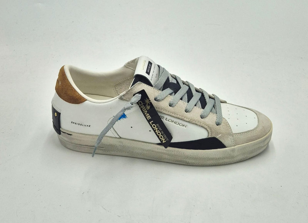 Crime scarpa uomo sk8 deluxe pelle bianca 11108AA810