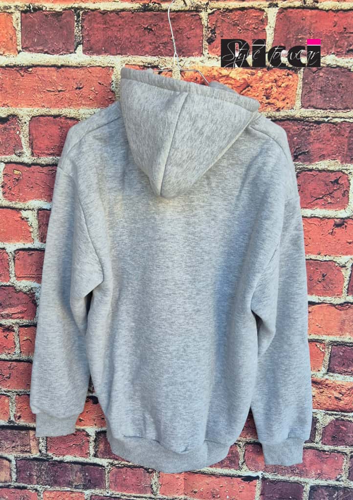 Adon felpa cappuccio hoodie felpata color grigio melange