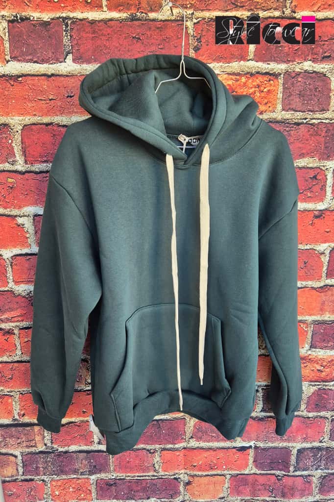 Adon felpa cappuccio hoodie felpata colore verde