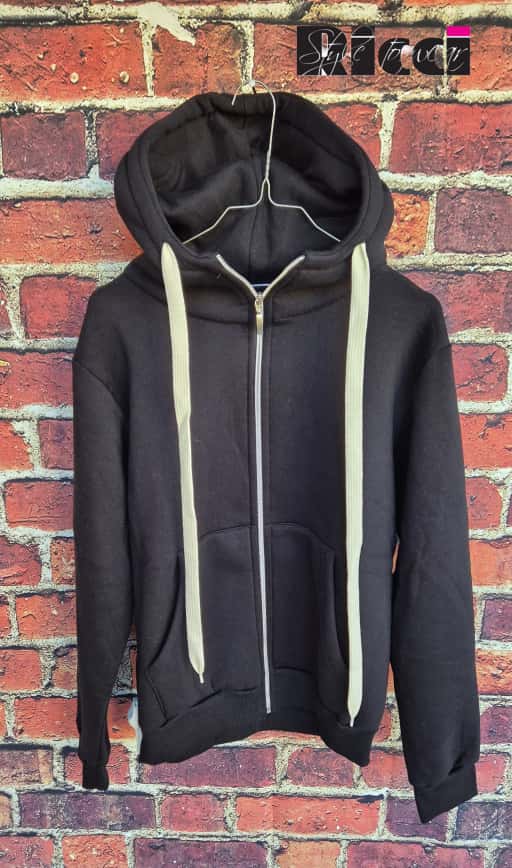 Adon felpa cappuccio aperta con zip felpata colore nero