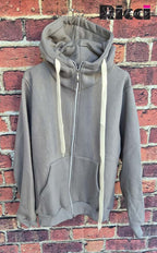 Adon felpa cappuccio aperta con zip felpata colore grigio ferro