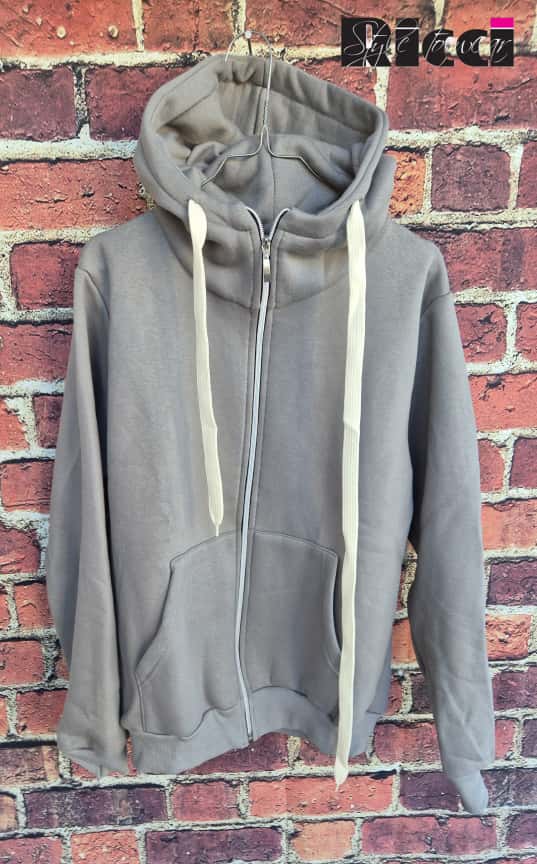 Adon felpa cappuccio aperta con zip felpata colore grigio ferro