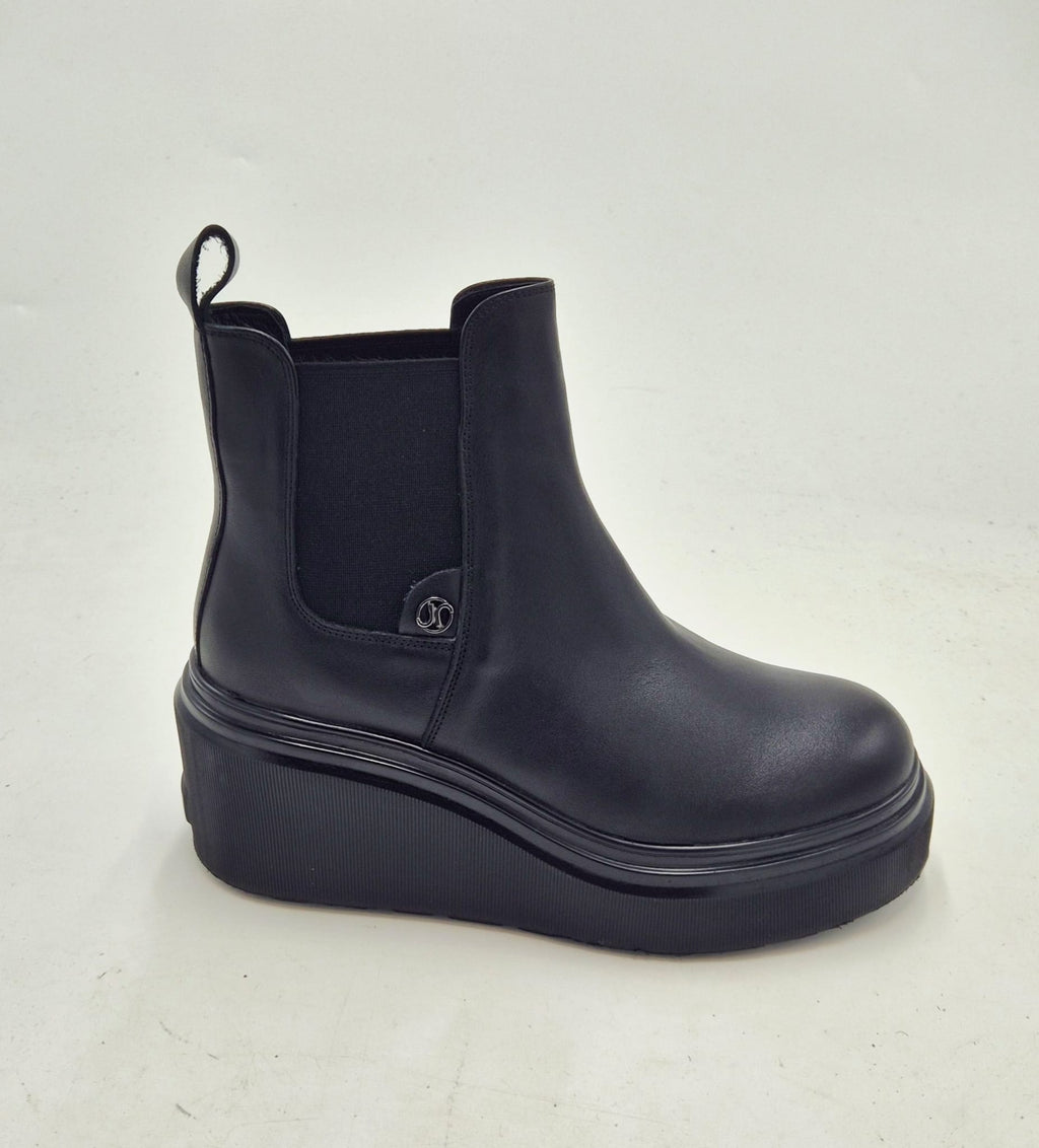 Janet & janet tronchetto con zeppa pelle con elastico J463A BLACK nero