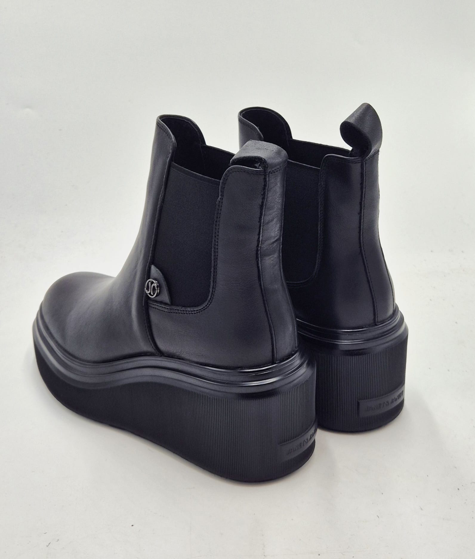 Janet & janet tronchetto con zeppa pelle con elastico J463A BLACK nero