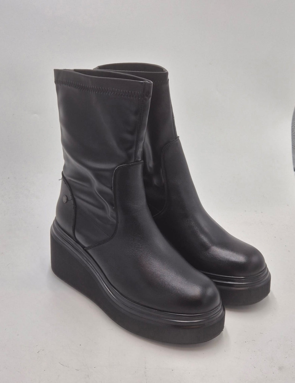 Janet & janet tronchetto con zeppa pelle elasticizzata J460A BLACK nero