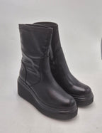 Janet & janet tronchetto con zeppa pelle elasticizzata J460A BLACK nero