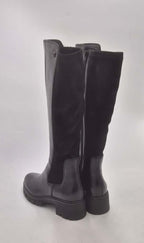 Janet & janet stivale pelle nera con tessuto stretch J533